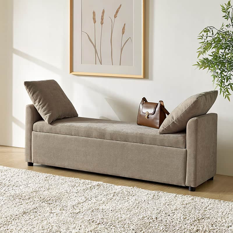 Benito 59.4" Wide End of Bed Storage Couch Bench with Two Throw Pillows