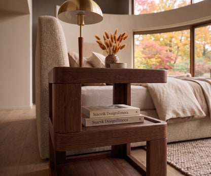 Furnora - Walnut Solid Wood Nightstand
