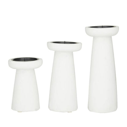 White Mango Wood Pillar Candle Holder (Set of 3)