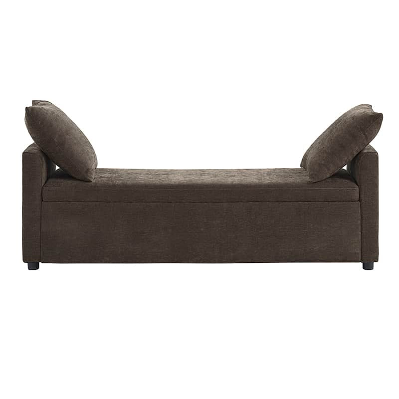 Benito 59.4" Wide End of Bed Storage Couch Bench with Two Throw Pillows
