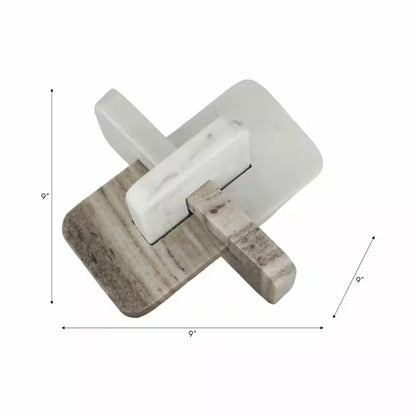 White 9 In. X 9 In. Marble Knot Sculpture