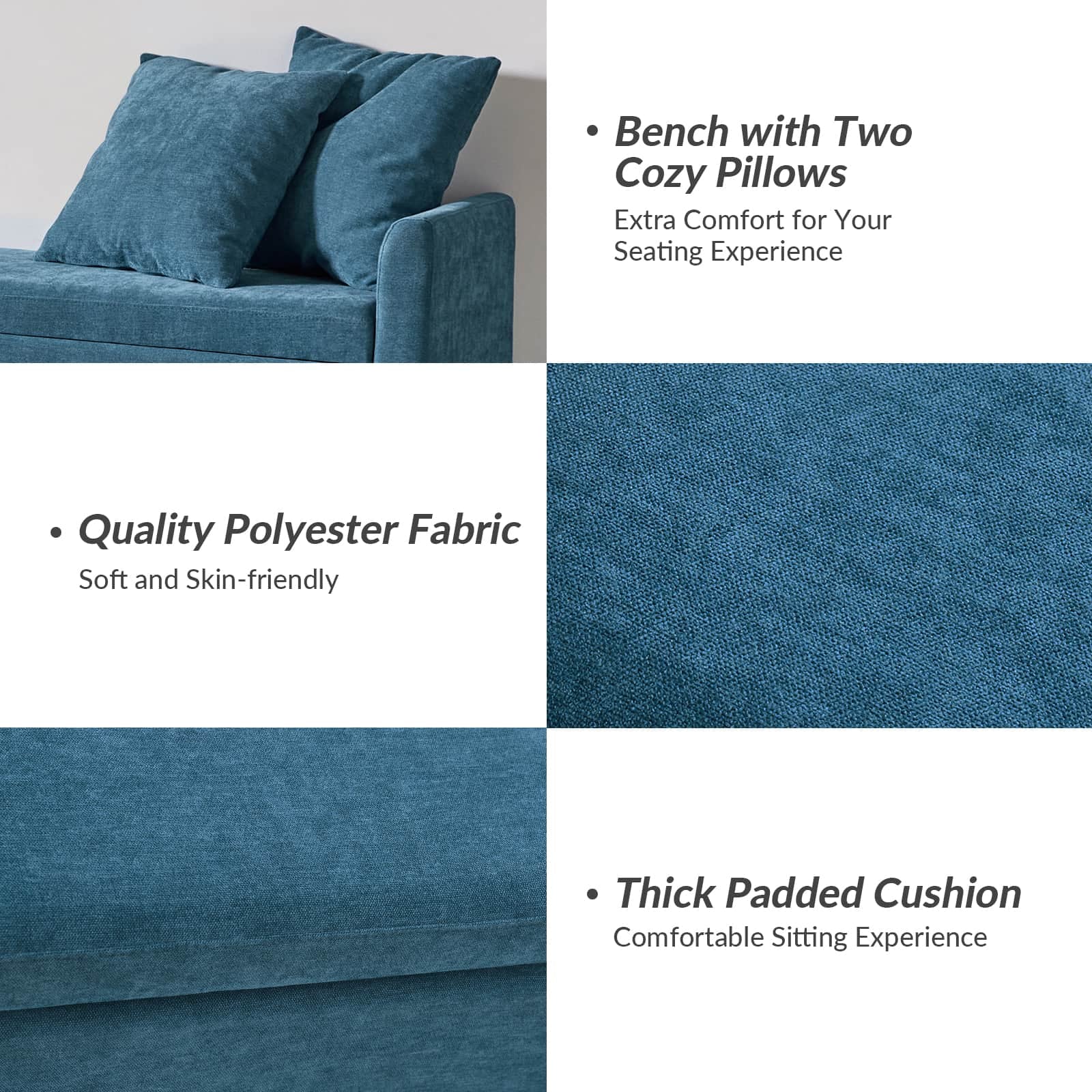 Benito 59.4" Wide End of Bed Storage Couch Bench with Two Throw Pillows