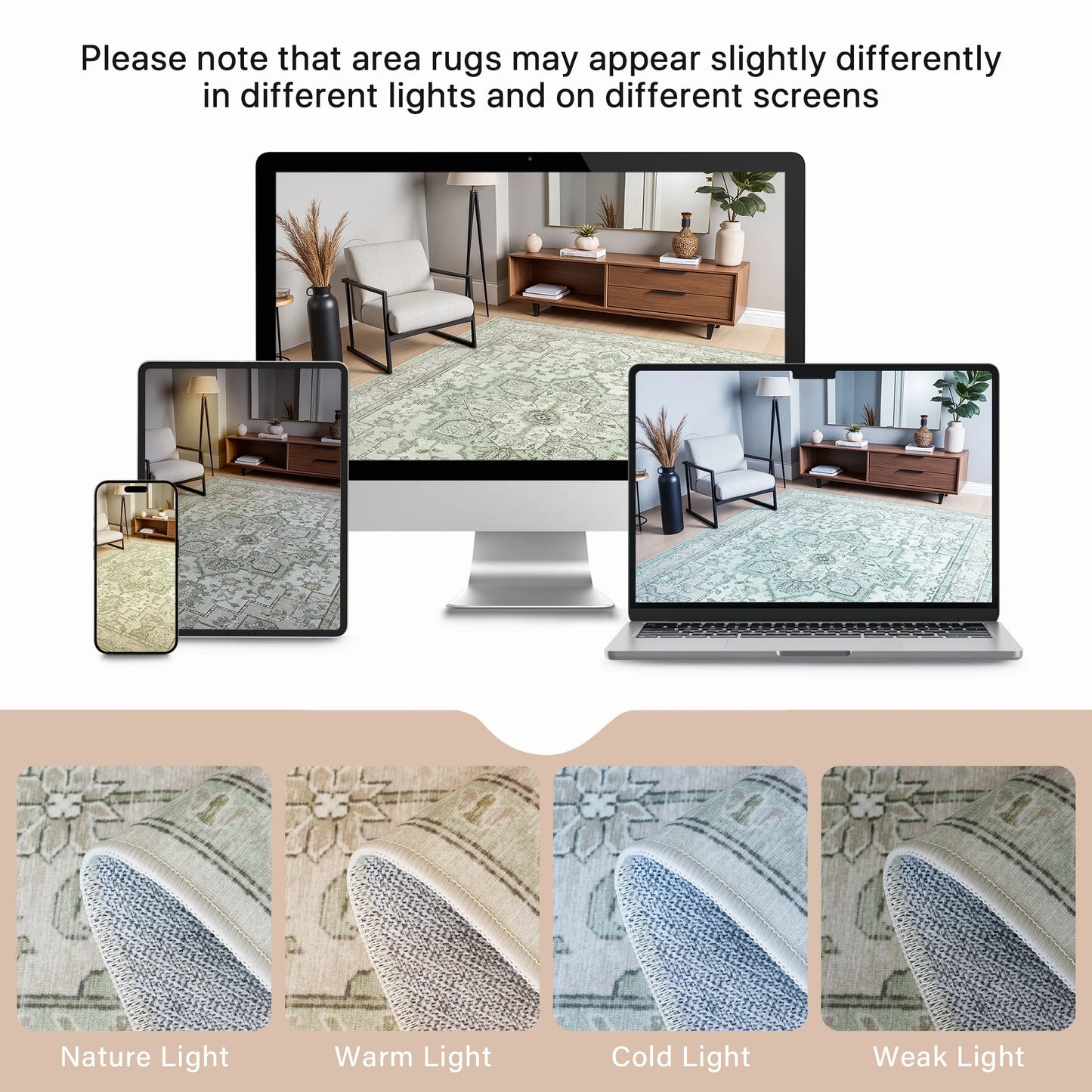 8X10 Area Rugs for Living Room, Non Slip Machine Washable Retro Rugs, Ultra-Thin Print Rug for Bedroom, Dining Room, Home Office.