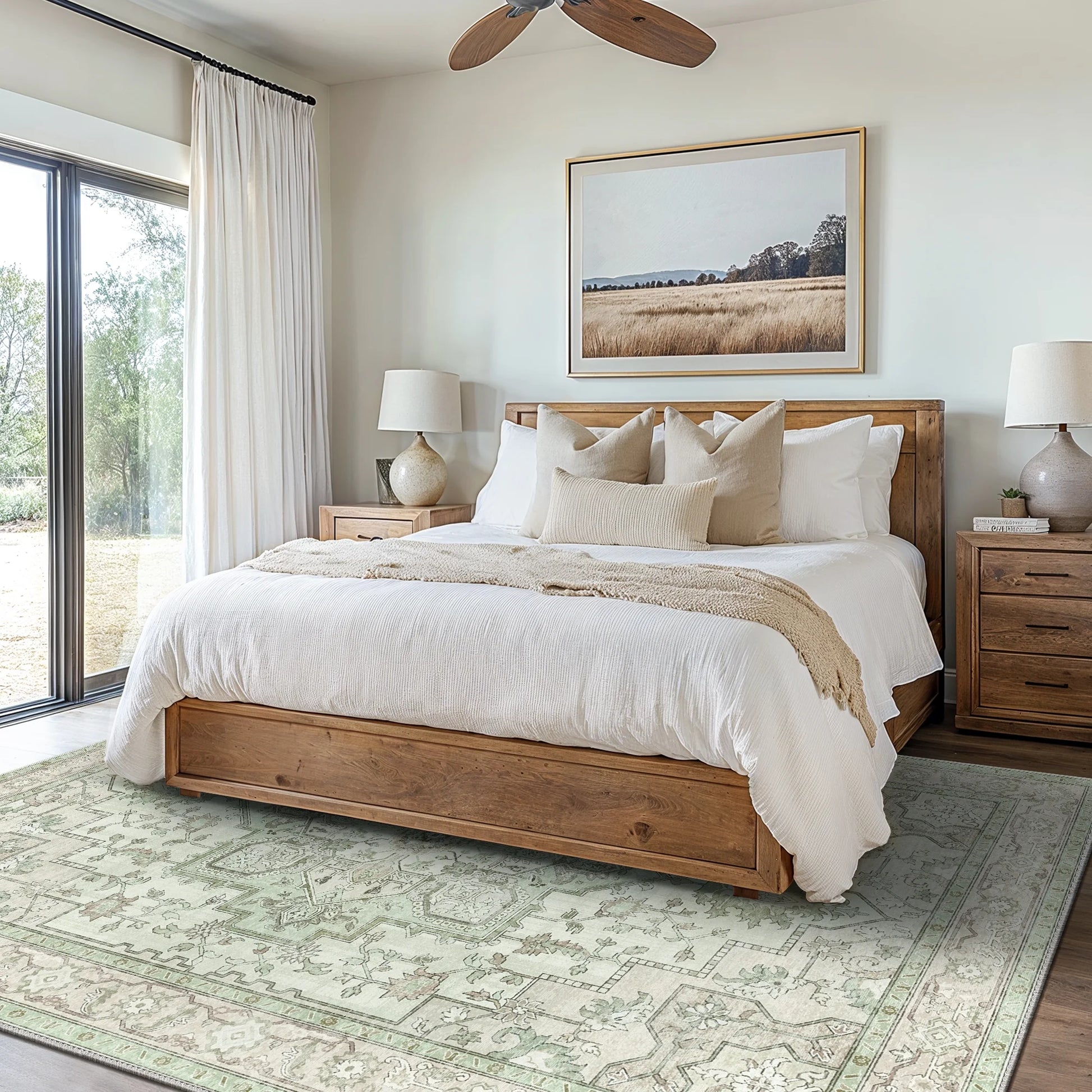 8X10 Area Rugs for Living Room, Non Slip Machine Washable Retro Rugs, Ultra-Thin Print Rug for Bedroom, Dining Room, Home Office.