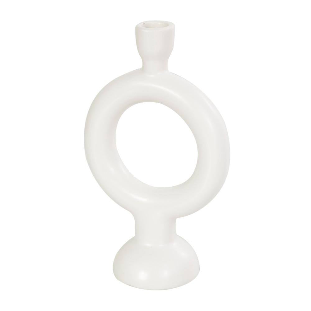 Black Ceramic Geometric Ring Candle Holder (Set of 2)