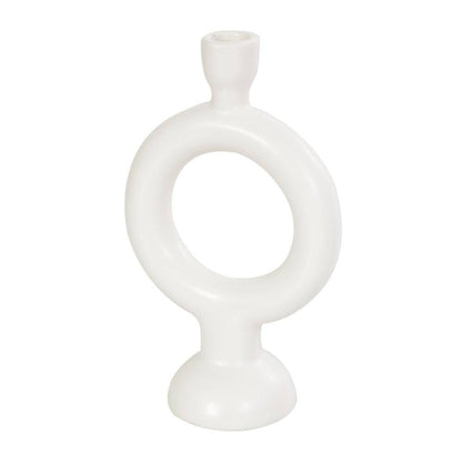 Black Ceramic Geometric Ring Candle Holder (Set of 2)