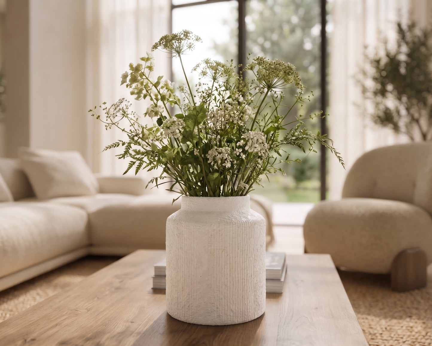 Vasora - Rustic White Wide Mouth Vase