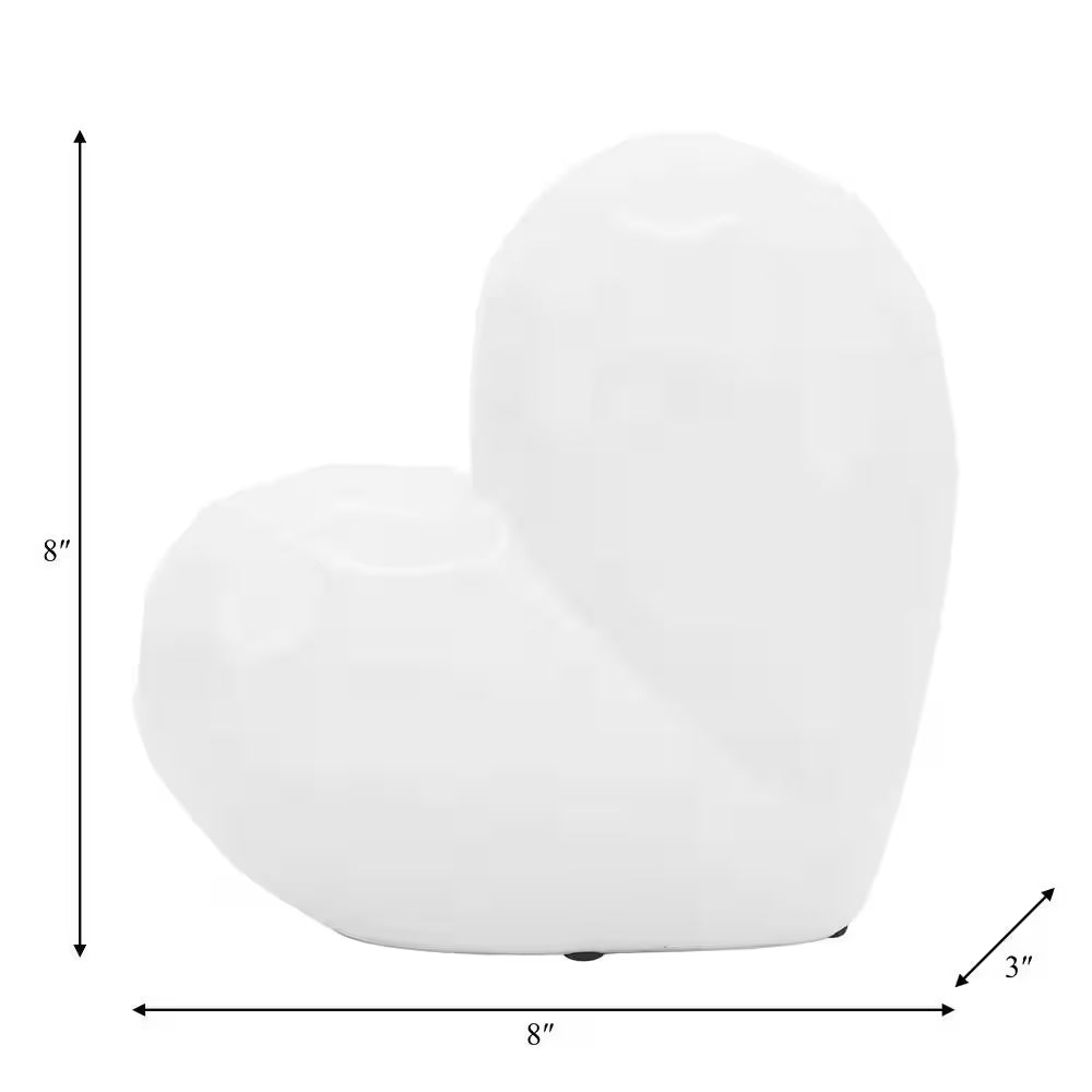 White 8 In. X 8 In. Ceramic Heart Sculpture