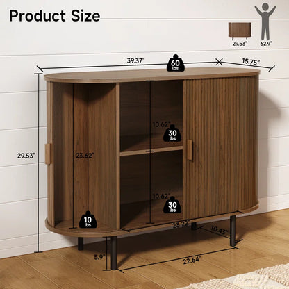 40'' Sideboard Storage Cabinet with Doors and Shelves - Credenza Storage Cabinet for Office, Bedroom Storage Cabinet, Hallway Storage Cabinet, Console Storage Cabinet