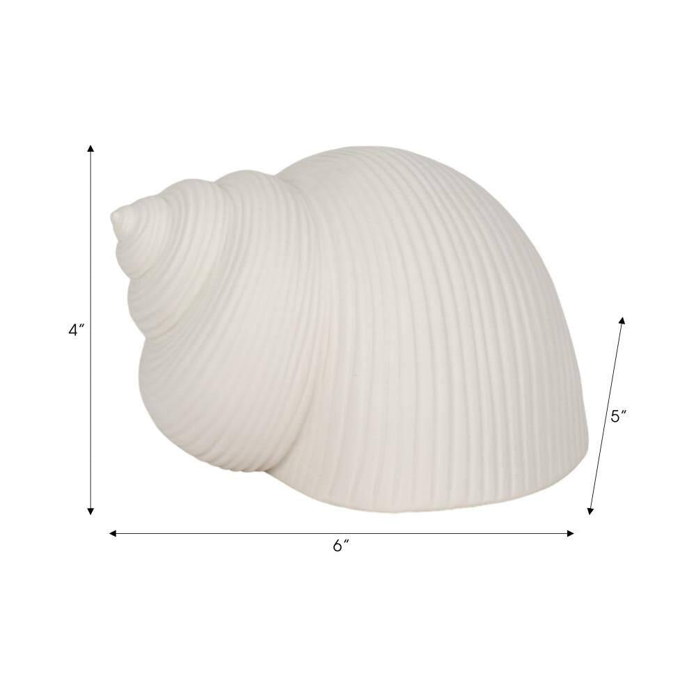 White 6 In. X 4 In. Ceramic Nautical Bonnet Seashell Sculpture