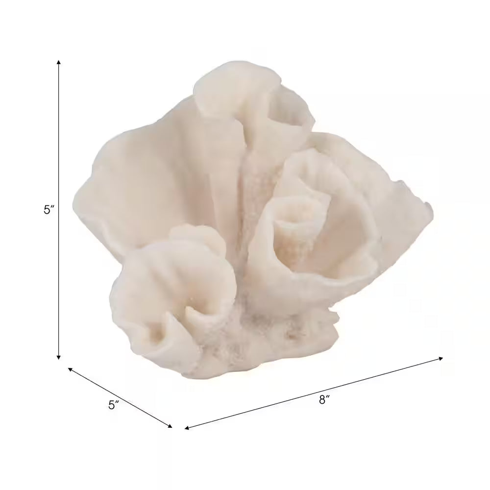 Ivory 8 In. X 5 In. Resin Novelty Coastal Coral Figurine