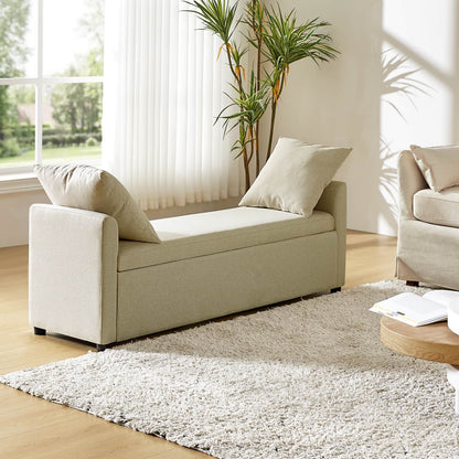 Benito 59.4" Wide End of Bed Storage Couch Bench with Two Throw Pillows