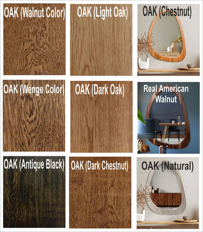 Oval Mid Century Mirror Decor, Organic White Oak or Walnut Mirror,