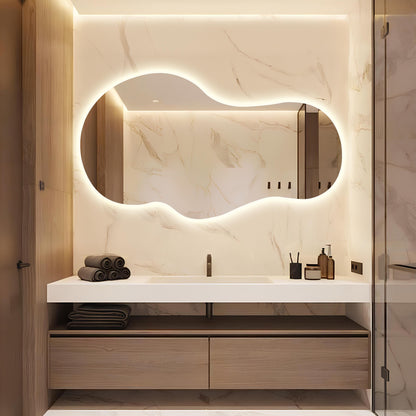 Asymmetrical LED Bathroom Mirror: Modern Lighted Frameless Decor
