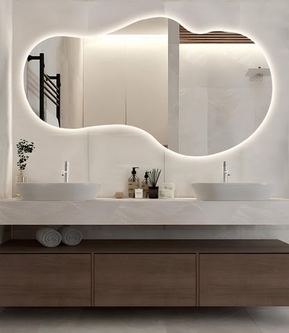 Asymmetrical LED Bathroom Mirror: Modern Lighted Frameless Decor