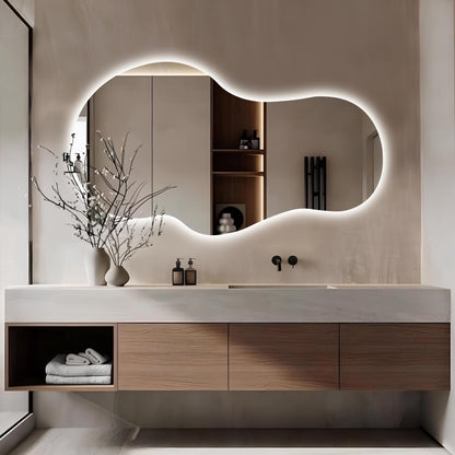 Asymmetrical LED Bathroom Mirror: Modern Lighted Frameless Decor