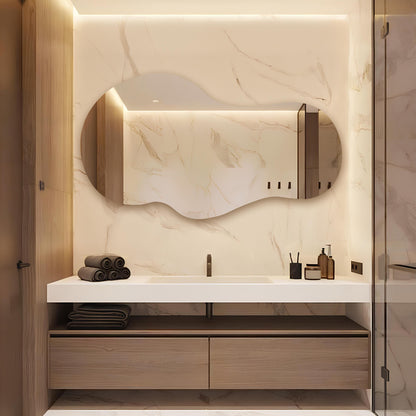 Asymmetrical LED Bathroom Mirror: Modern Lighted Frameless Decor