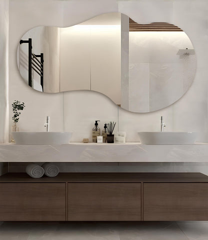 Asymmetrical LED Bathroom Mirror: Modern Lighted Frameless Decor